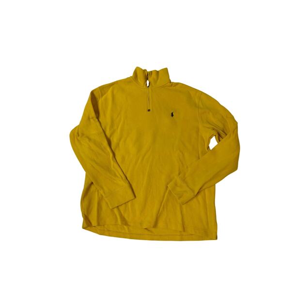Polo Ralph Lauren XL 3/4 zip all cotton bright yellow sweater pullover euc